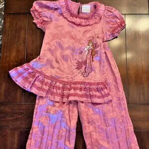 Disney Store Enchanted Giselle 2 piece pink pajama set Size medium 7-8 EUC